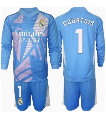Real Madrid Thibaut Courtois #1 Brankář Domácí dres komplet pro Děti 2024-25 Dlouhým Rukávem (+ Krátké kalhoty)